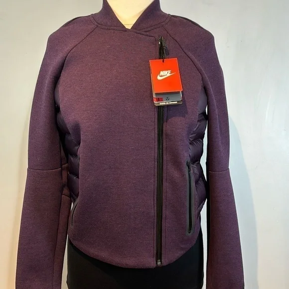 Nike Tech Womens Aeroloft 800 down-fill fleece purple Moto jacket medium BNWT - Picture 2 of 14